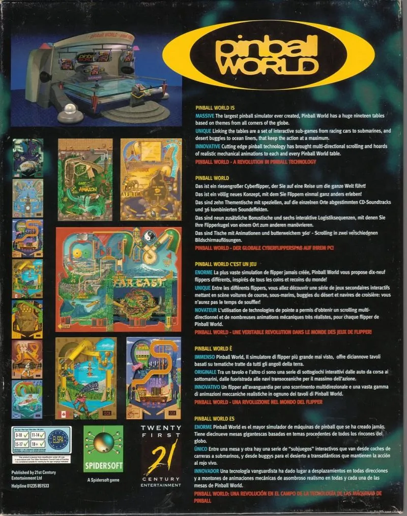 Pinball World box back