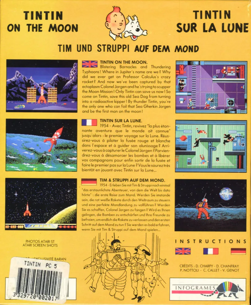 Backdrop artwork for Tintin on the Moon