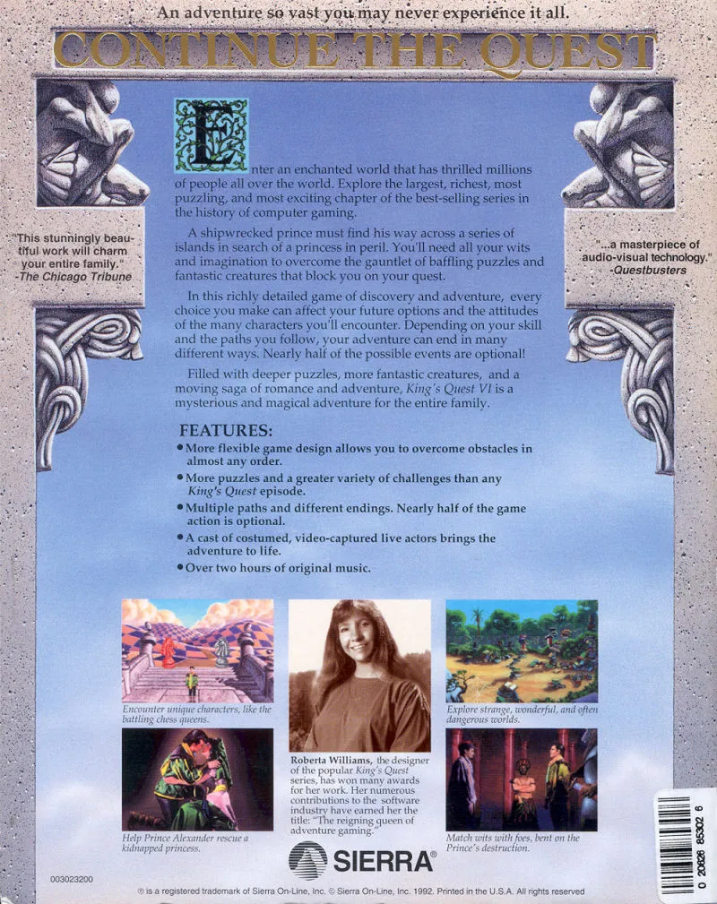 King's Quest VI: Heir Today, Gone Tomorrow box back