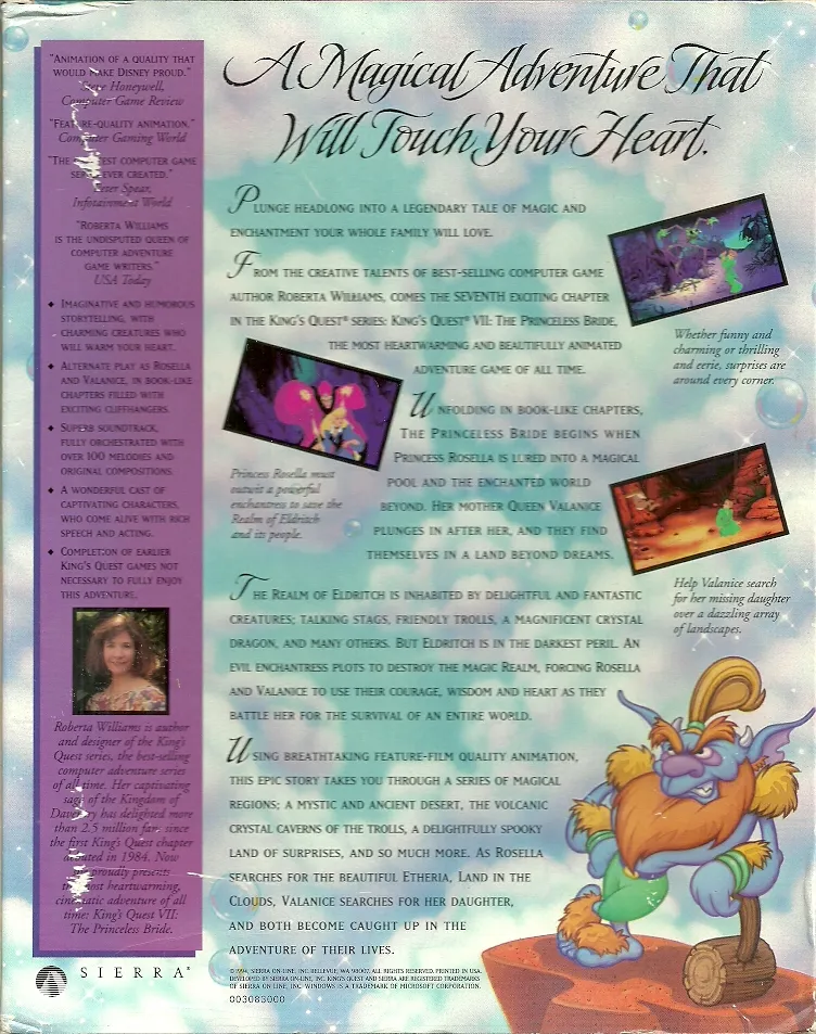 King's Quest VII: The Princeless Bride box back