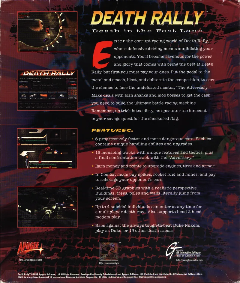 Death Rally box back