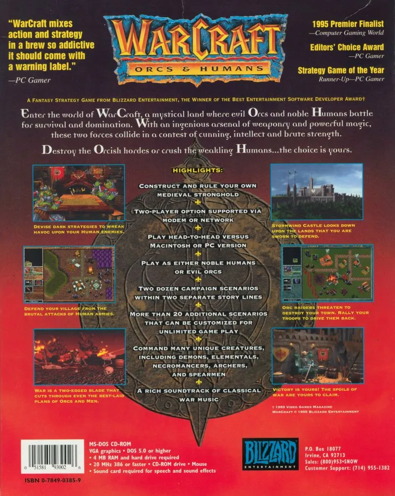 Warcraft: Orcs & Humans box back