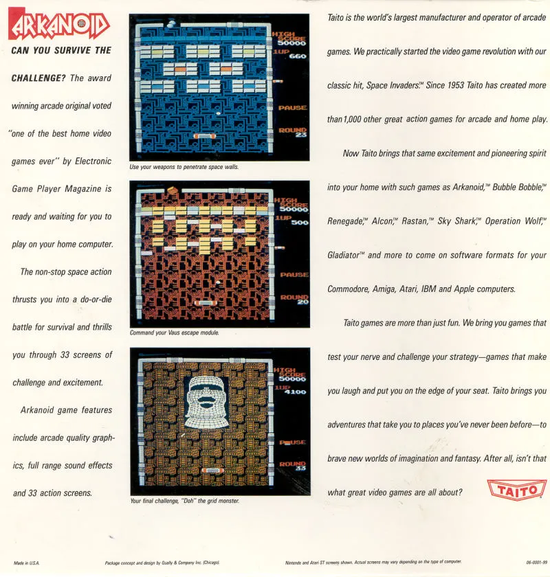 Arkanoid box back