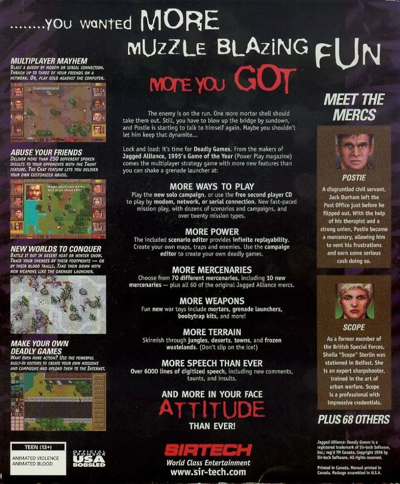 Jagged Alliance: Deadly Games box back