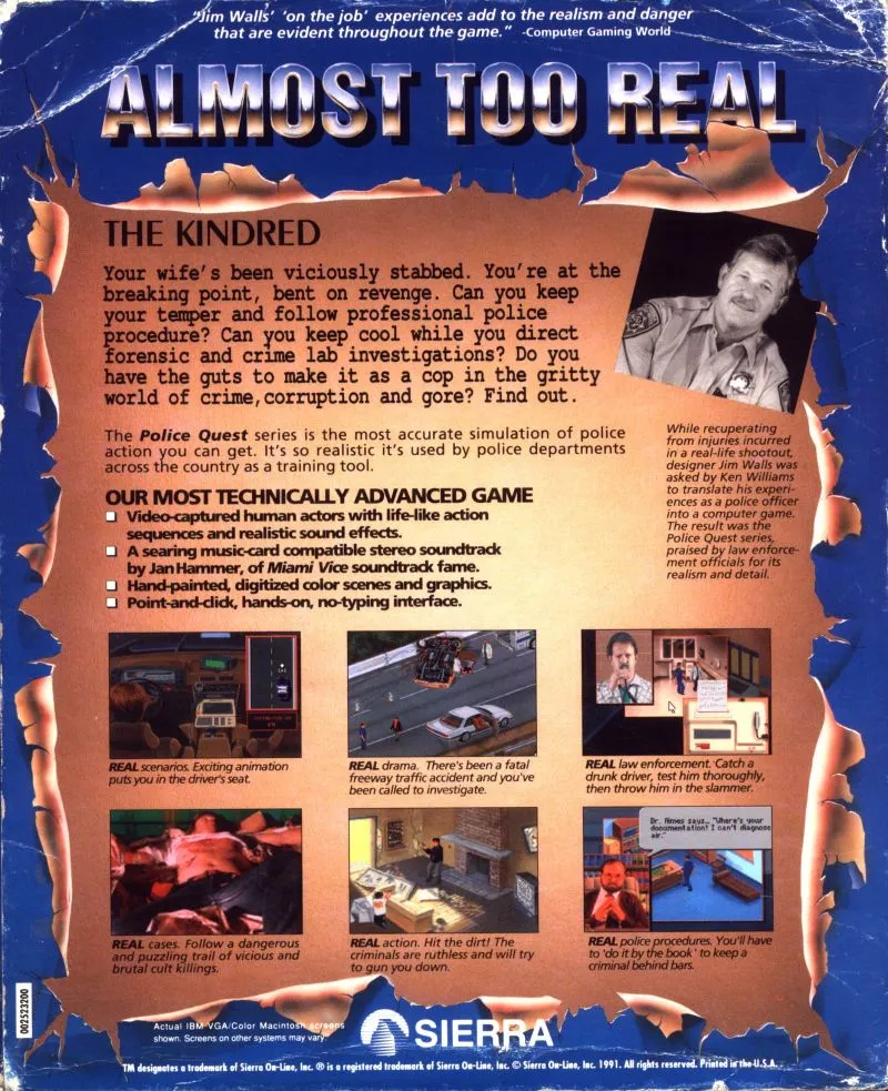 Backdrop artwork for Police Quest 3: The Kindred