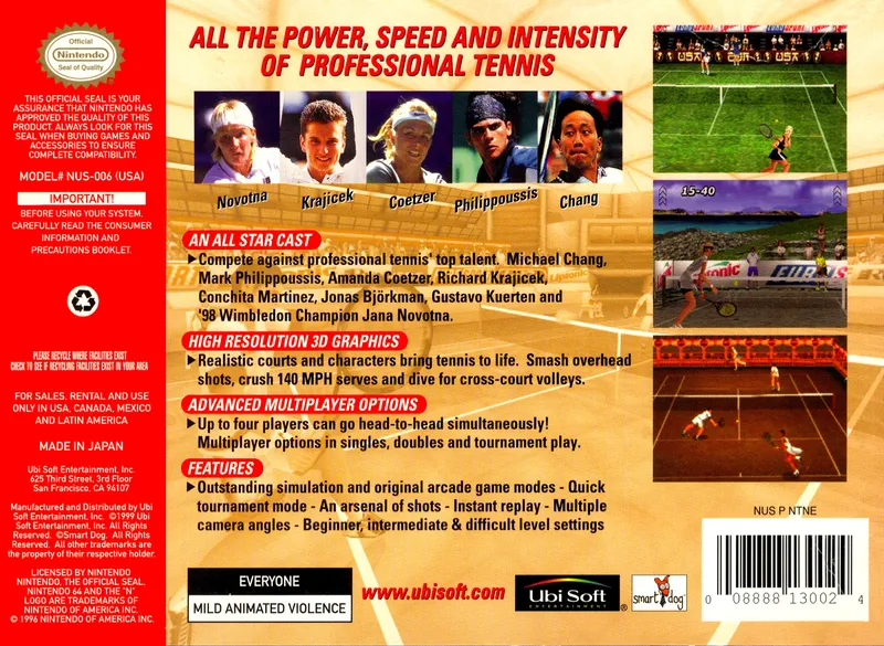 All Star Tennis 99 box back