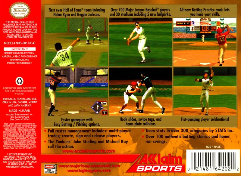 All-Star Baseball 2001 box back