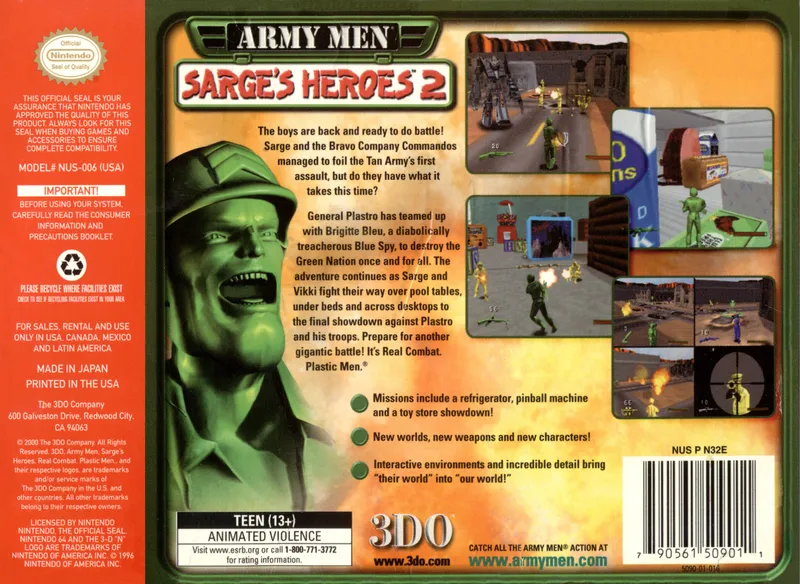 Army Men: Sarge's Heroes 2 box back
