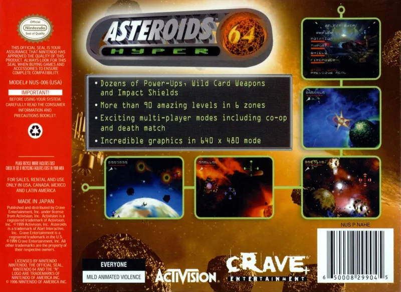 Asteroids Hyper 64 box back