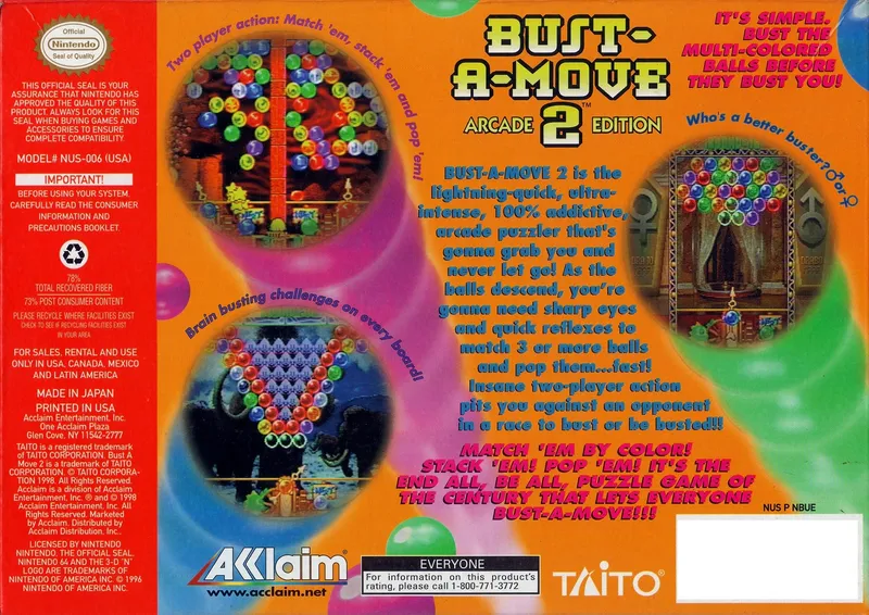 Bust-A-Move 2: Arcade Edition box back