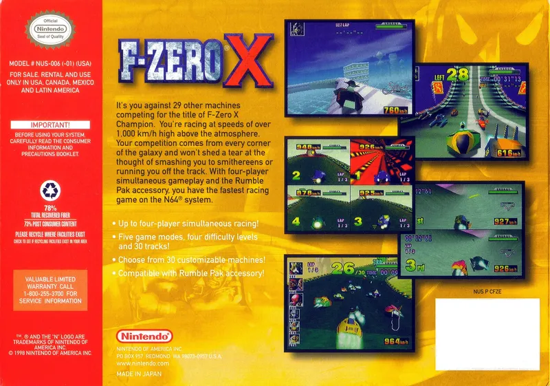 F-Zero X box back