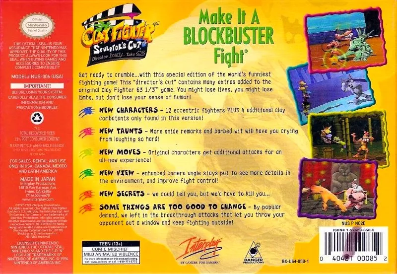 Clay Fighter: Sculptor's Cut box back