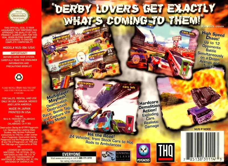Destruction Derby 64 box back