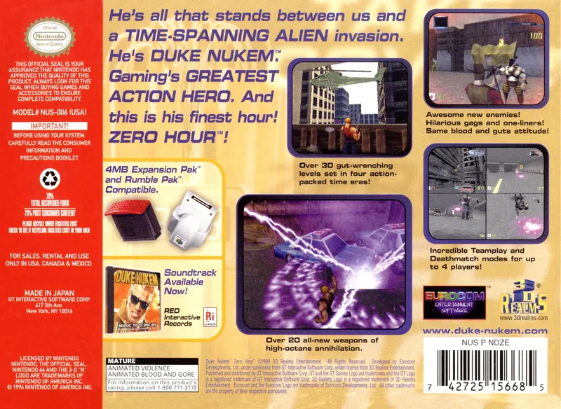 Duke Nukem: Zero Hour box back