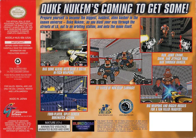 Duke Nukem 64 box back