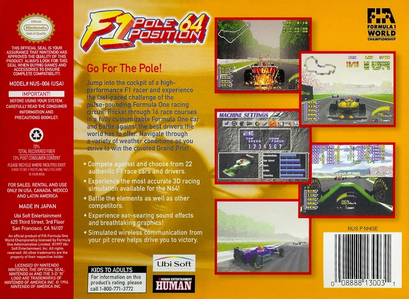 F1 Pole Position 64 box back