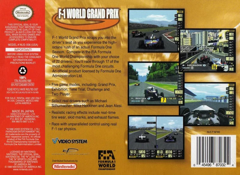 F-1 World Grand Prix box back
