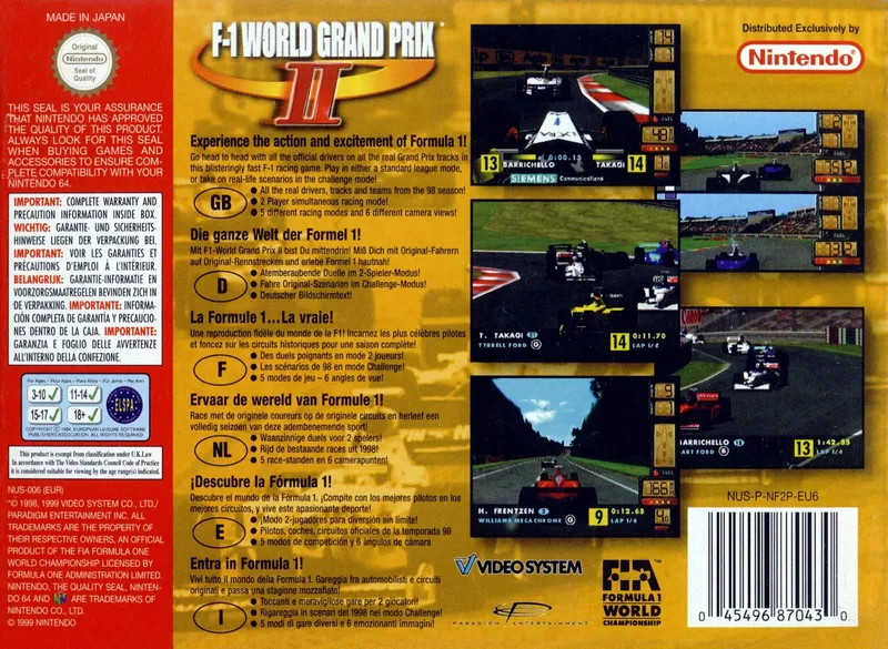F-1 World Grand Prix II box back