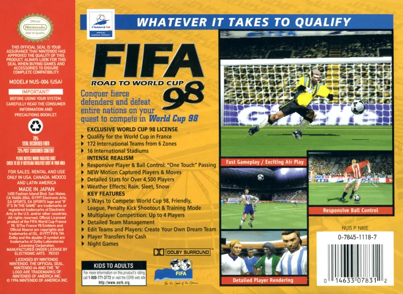 FIFA: Road to World Cup 98 box back