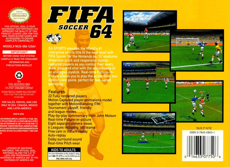FIFA Soccer 64 box back