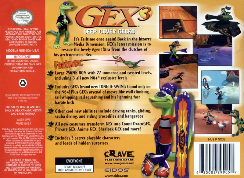 Gex 3: Deep Cover Gecko box back