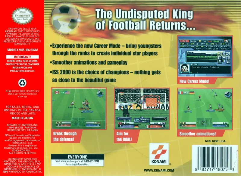 International Superstar Soccer 2000 box back