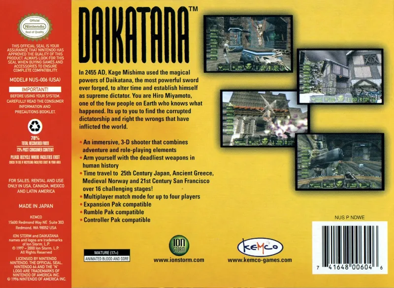 John Romero's Daikatana box back