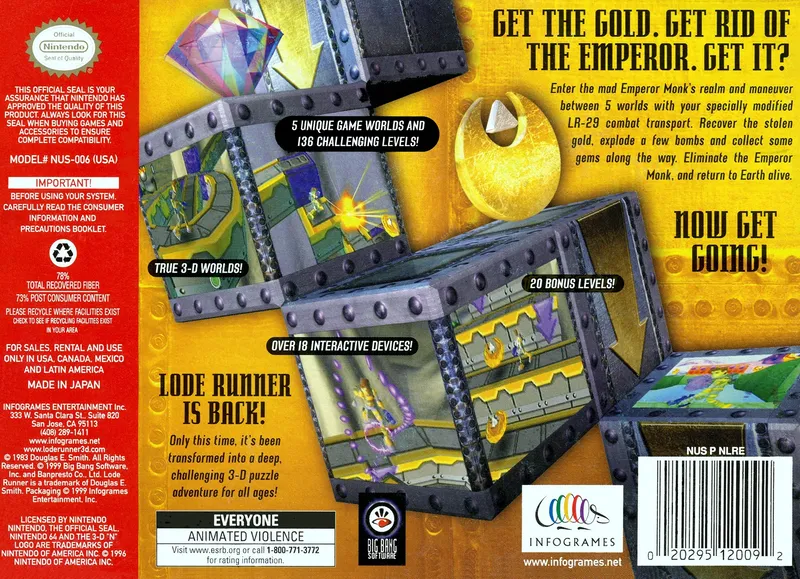 Lode Runner 3-D box back