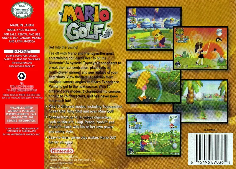Mario Golf box back