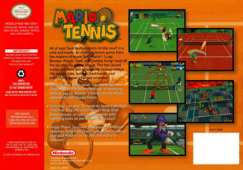 Mario Tennis box back