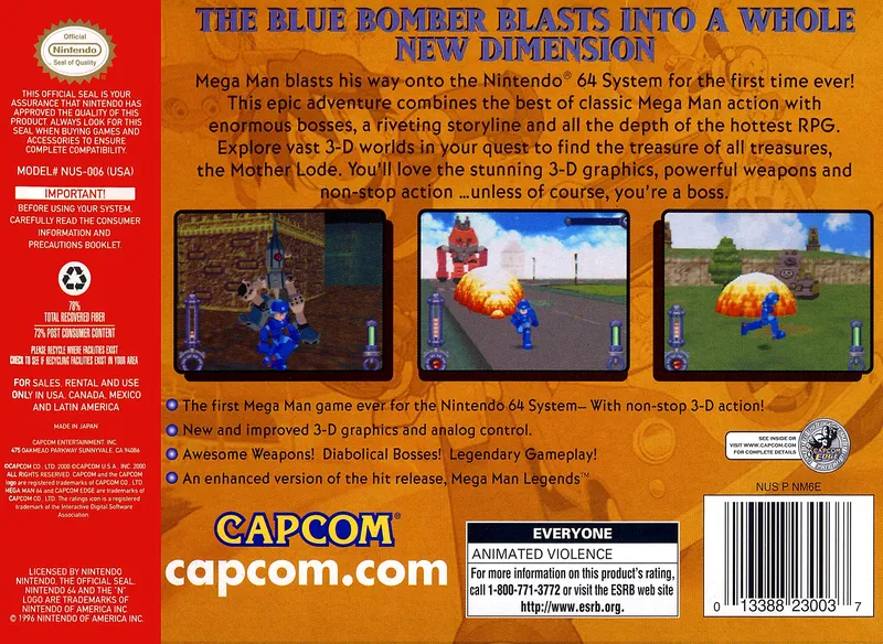 Mega Man 64 box back