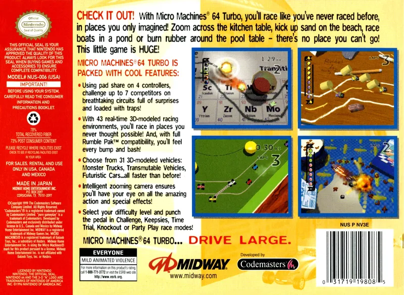 Micro Machines 64 Turbo box back