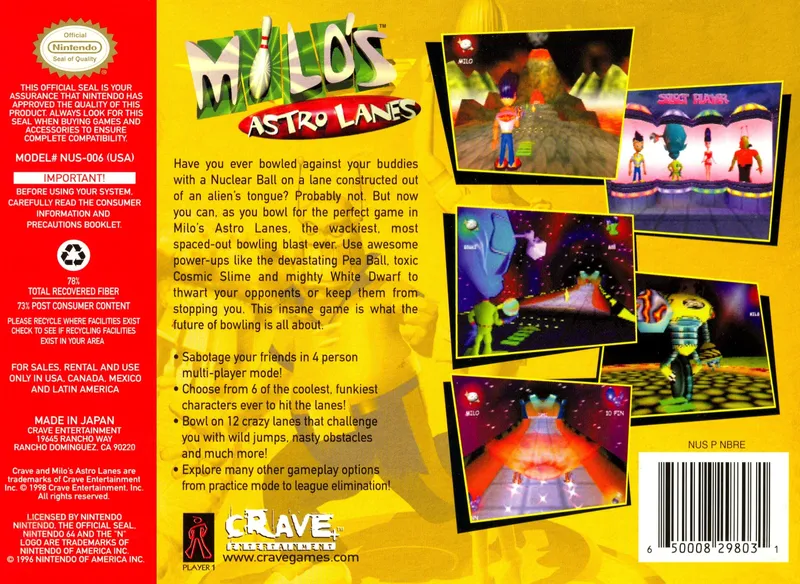 Milo's Astro Lanes box back