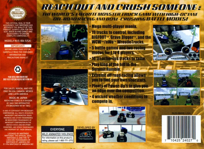 Monster Truck Madness 64 box back