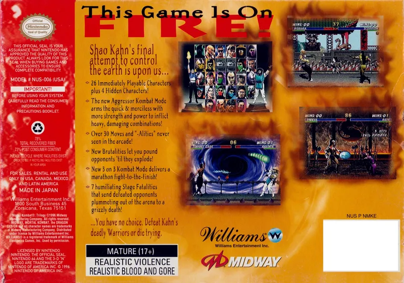 Mortal Kombat Trilogy box back