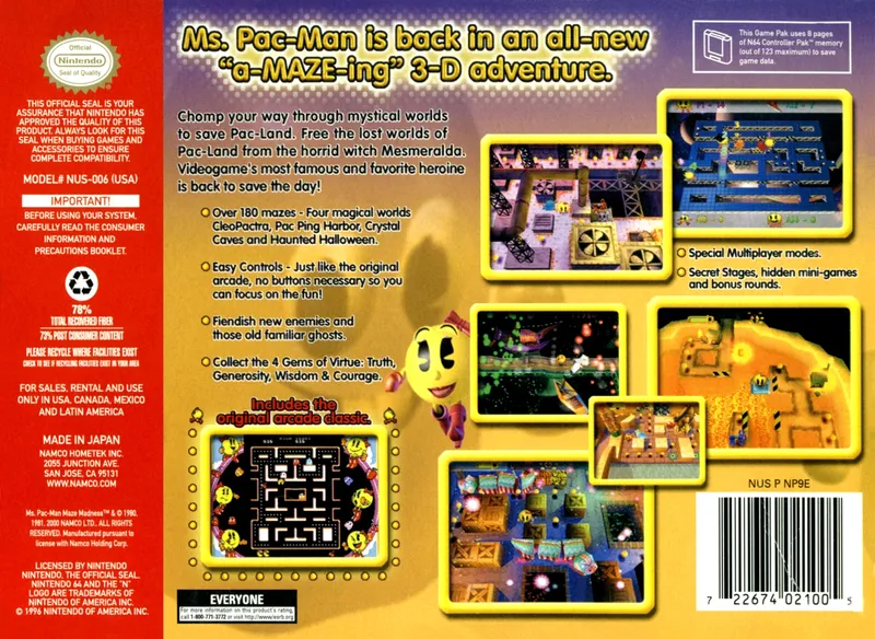 Ms. Pac-Man Maze Madness box back