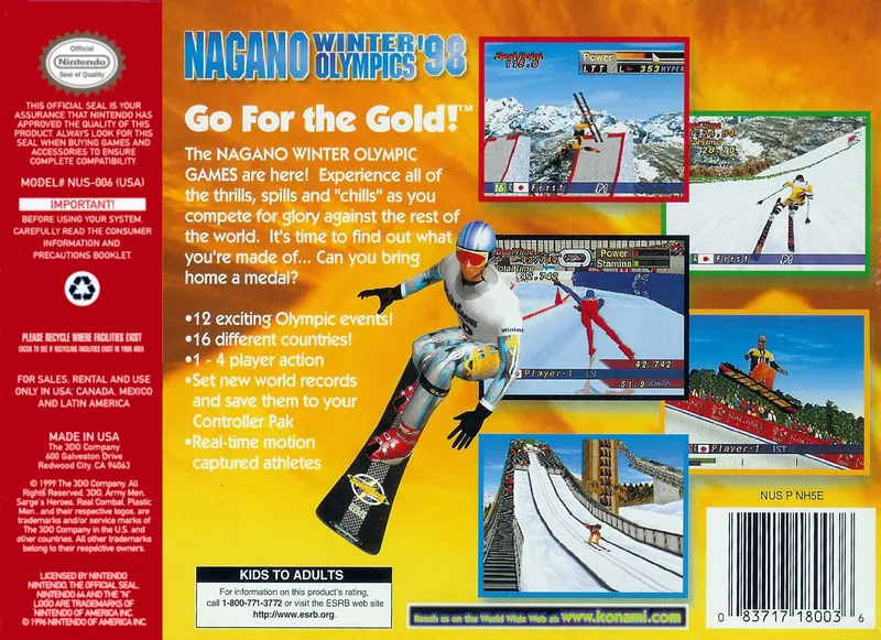 Nagano Winter Olympics '98 box back