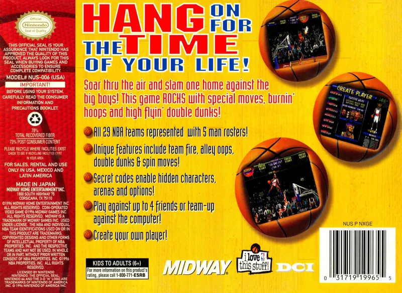 NBA Hangtime box back