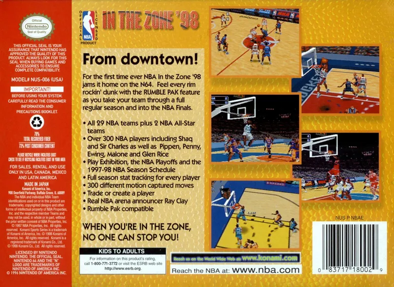 NBA in the Zone '98 box back