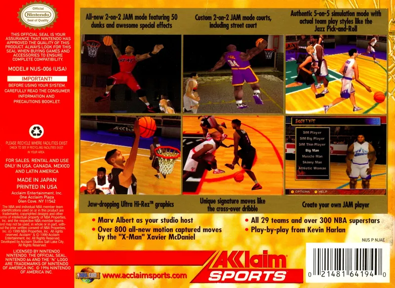 NBA Jam 2000 box back