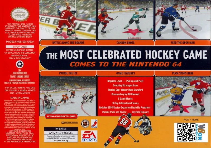 NHL 99 box back