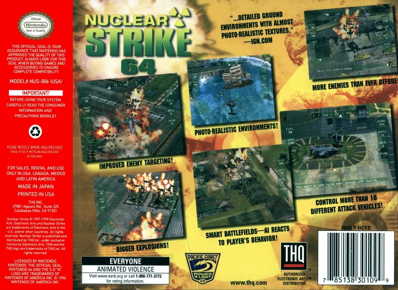 Nuclear Strike 64 box back