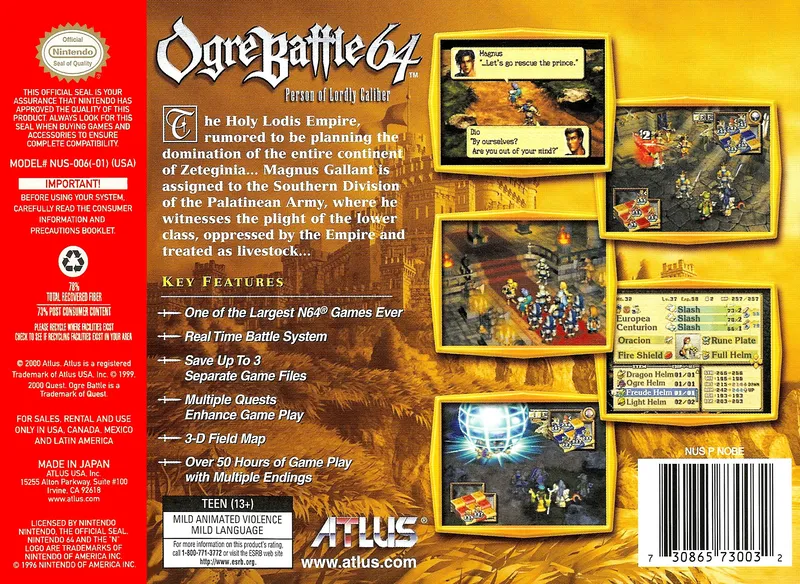 Ogre Battle 64: Person of Lordly Caliber box back