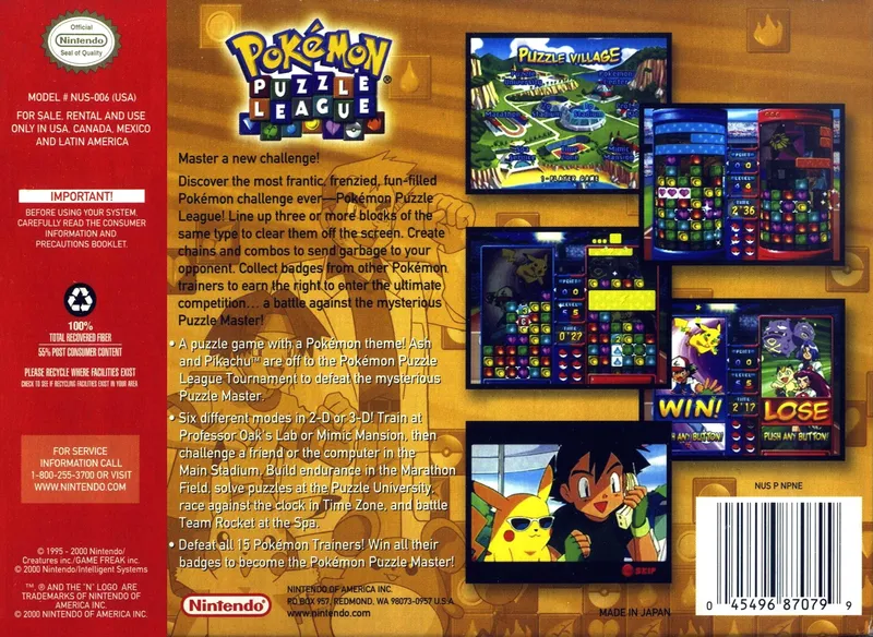 Pokemon Puzzle League box back