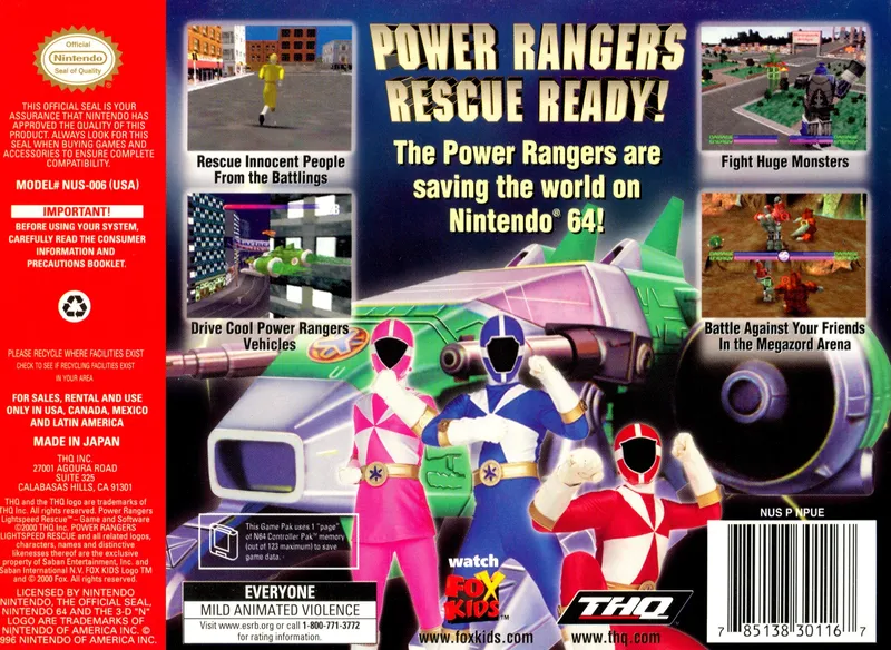 Power Rangers: Lightspeed Rescue box back