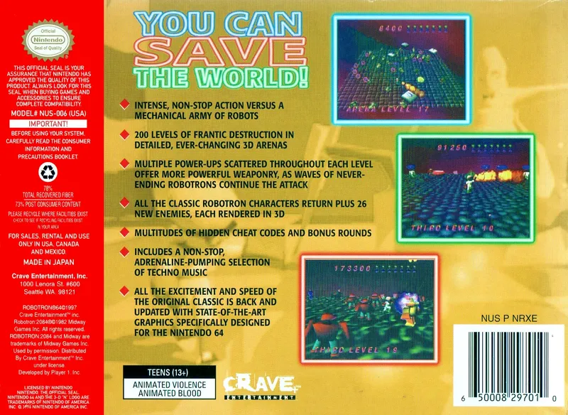 Robotron 64 box back