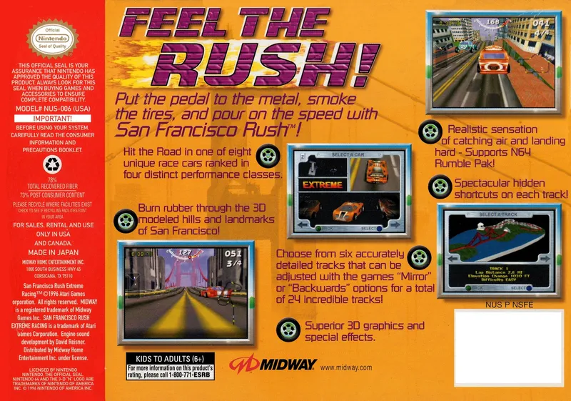 San Francisco Rush: Extreme Racing box back