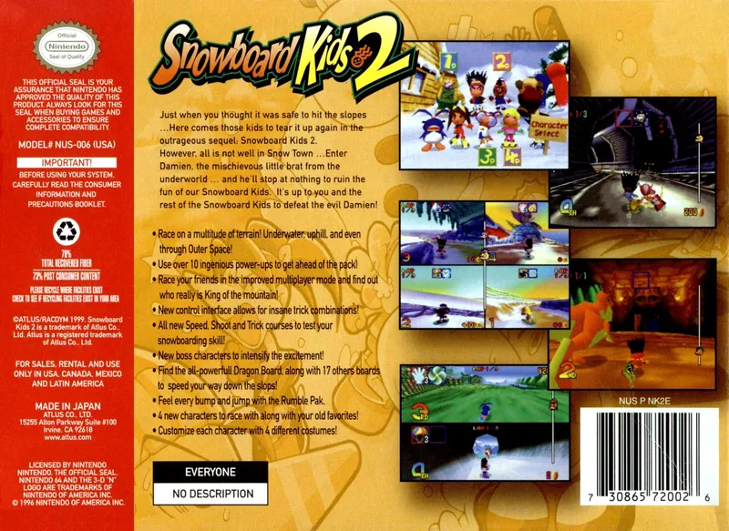 Snowboard Kids 2 box back