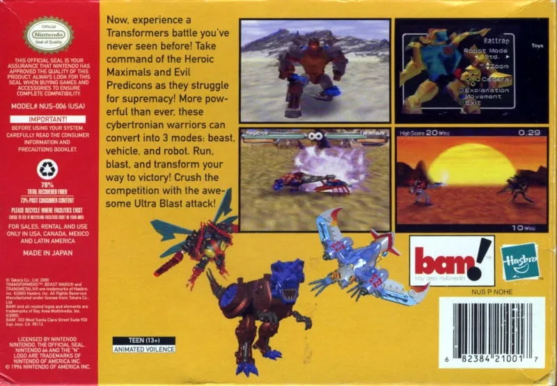 Transformers: Beast Wars Transmetals box back