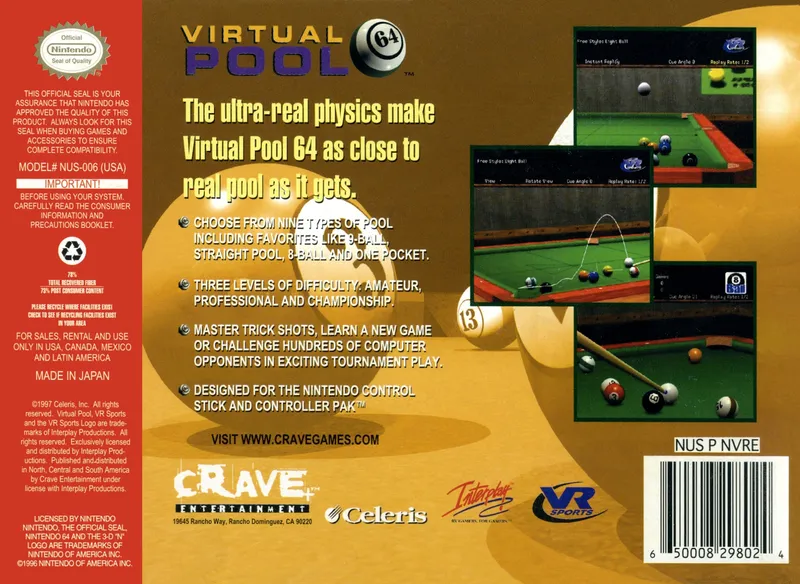 Virtual Pool 64 box back